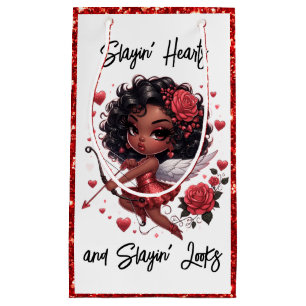 Glamorous African American Cupid Small Gift Bag