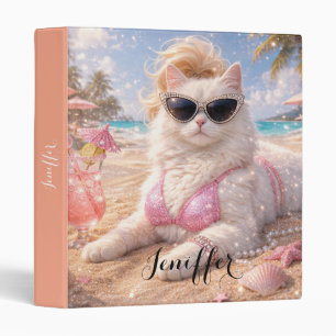 Glamorous Beach Cat with Sunglasses Binder