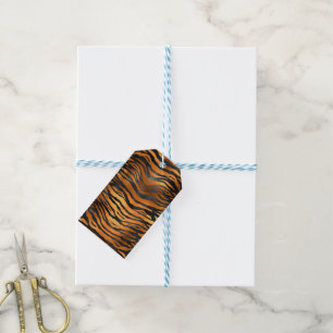 Glamorous Black Brown Tiger Stripes Animal Print Gift Tags