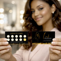 Glamorous Black & Gold Lash Tech Loyalty Card