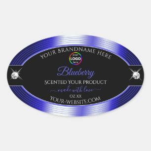 Glamorous Black Shiny Blue with Logo Product Label