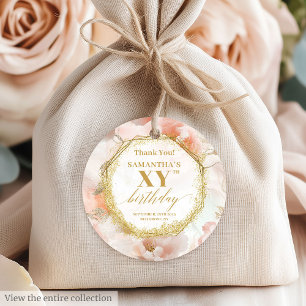 Glamorous Blush Ivory Gold Birthday Thank You Tags