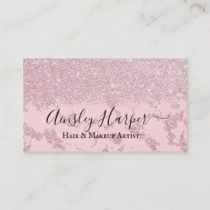 Glamorous Blush Pink Gold Glitter Marble Gradient Business Card