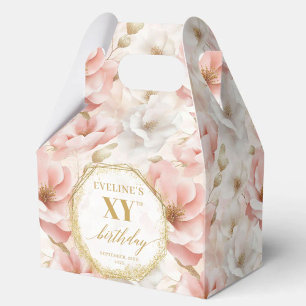 Glamorous  Boho Dusty Pink Rustic Gold Birthday Favor Box