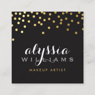 GLAMOROUS confetti shiny gold foil bold black Square Business Card