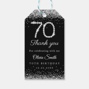 Glamorous Diamonds 70th Birthday Party Thank you  Gift Tags