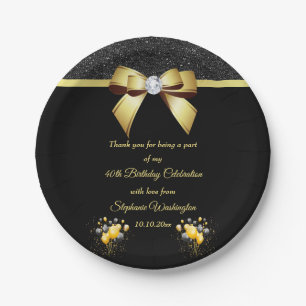 Glamorous Elegance Birthday Paper Plate
