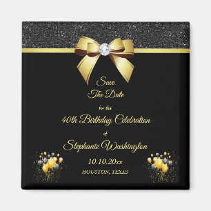 Glamorous Elegance Birthday Save The Date Magnet