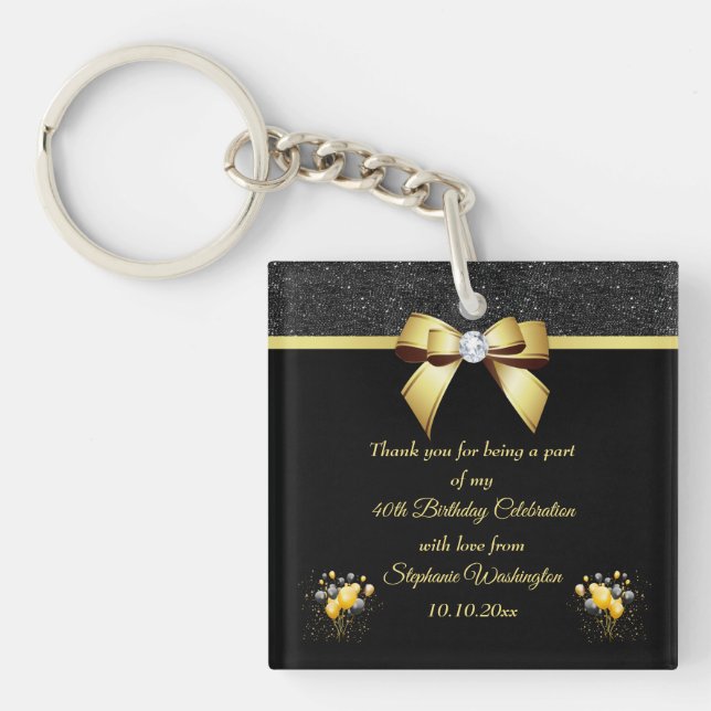 Glamorous Elegance Birthday Thank You Favor Keychain (Front)