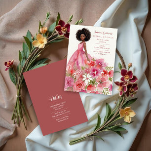 Glamorous Girl Lovely Pink Floral Bridal Shower Invitation
