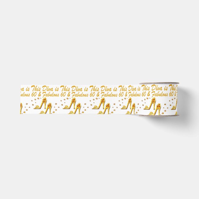 GLAMOROUS GOLD 60TH BIRTHDAY GROSGRAIN RIBBON (Front)