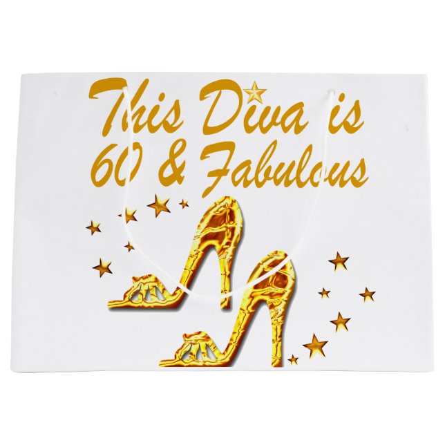 GLAMOROUS GOLD 60TH BIRTHDAY LARGE GIFT BAG (Front)