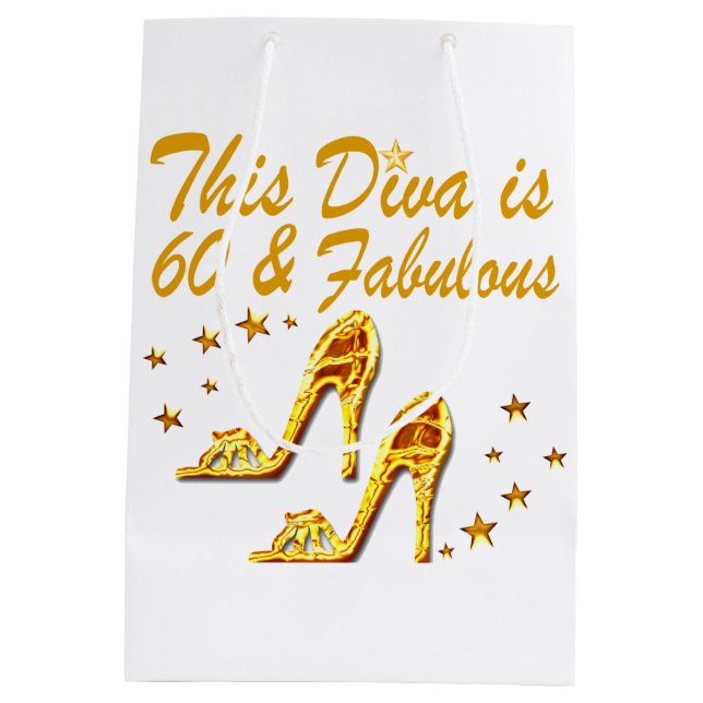 GLAMOROUS GOLD 60TH BIRTHDAY MEDIUM GIFT BAG (Back)