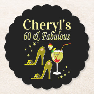 GLAMOROUS GOLD 60TH BIRTHDAY PAPER COASTER