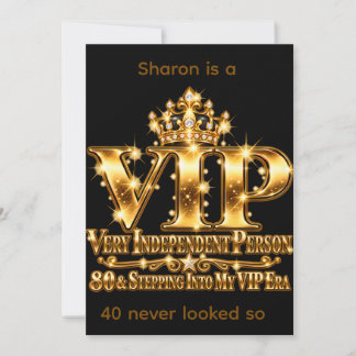 Glamorous Gold 80th Birthday VIP Era Glitter Invitation