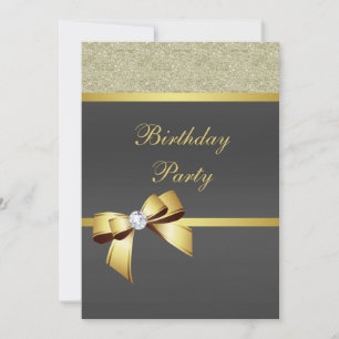 Glamorous Gold & Black Birthday Party Invitation