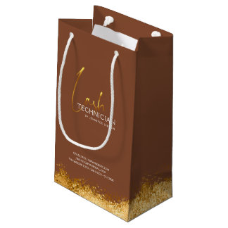 Glamorous Gold & Brown Lash Tech  Small Gift Bag