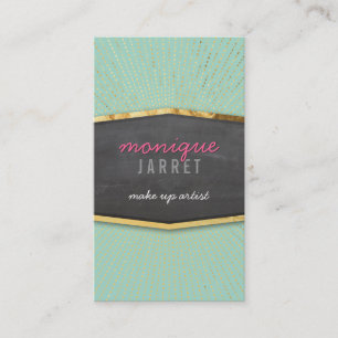 GLAMOROUS gold foil art deco sunburst mint green Business Card