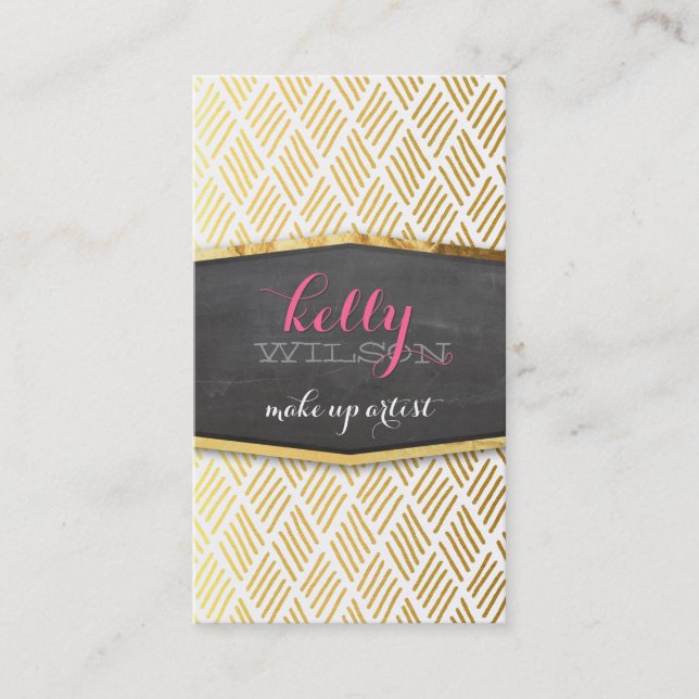 GLAMOROUS gold foil rustic hand drawn pattern Business Card (Front)