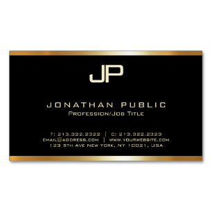 Glamorous Gold Monogram Modern Elegant Template Magnetic Business Card