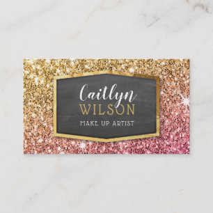 GLAMOROUS gold pink glitter sparkly glitzy luxury Business Card