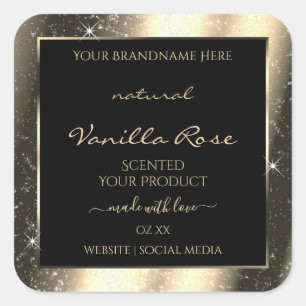Glamorous Gold Sparkle Glitter Frame Product Label