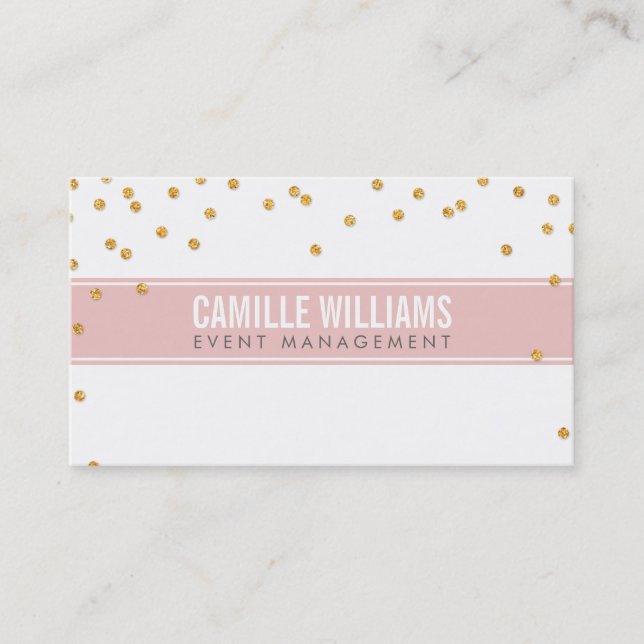 GLAMOROUS gold sparkly glitter confetti baby pink Business Card (Front)