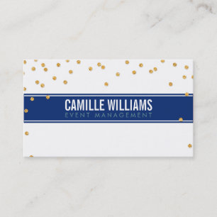 GLAMOROUS gold sparkly glitter confetti navy blue Business Card