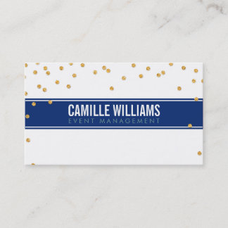 GLAMOROUS gold sparkly glitter confetti navy blue Business Card