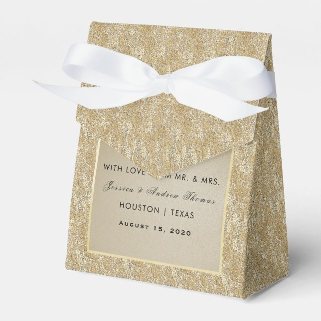 Glamorous Gold & Stylish Gem Wedding Favor Box (Front Side)