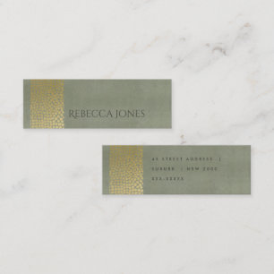 GLAMOROUS GOLD  VELVET GREY MOSAIC DOTS ADDRESS MINI BUSINESS CARD