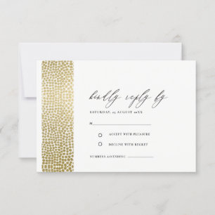 GLAMOROUS GOLD WHITE DOTS MOSAIC RSVP CARD