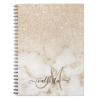 Glamorous Gold White Glitter Marble Gradient Ombre