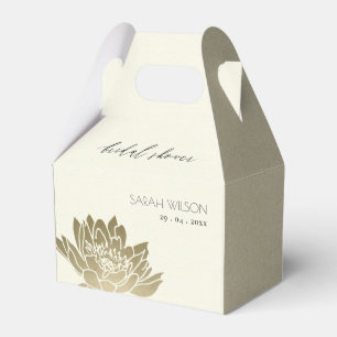 GLAMOROUS GOLD WHITE LOTUS FLORAL BRIDAL SHOWER FAVOR BOX