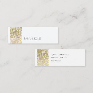 GLAMOROUS GOLD WHITE MOSAIC DOTS ADDRESS MINI BUSINESS CARD