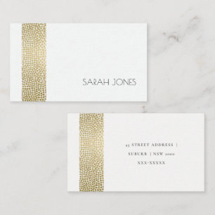GLAMOROUS GOLD WHITE MOSAIC DOTS MONOGRAM ADDRESS BUSINESS CARD