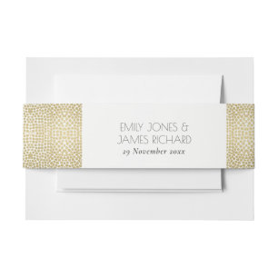 GLAMOROUS GOLD WHITE MOSAIC DOTS MONOGRAM INVITATION BELLY BAND