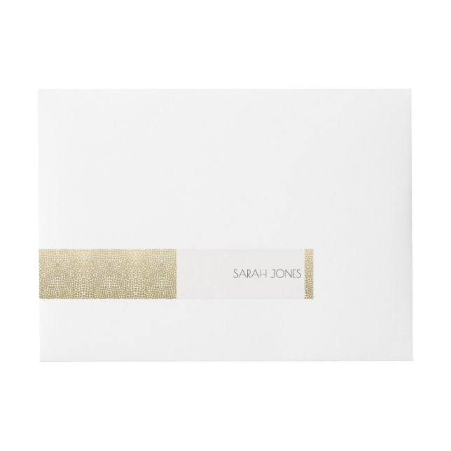 GLAMOROUS GOLD WHITE MOSAIC DOTS MONOGRAM WRAPAROUND ADDRESS LABEL (Front)