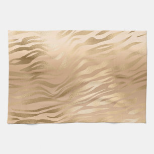 Glamorous Light Brown Leopard Spots Animal Print Kitchen Towel