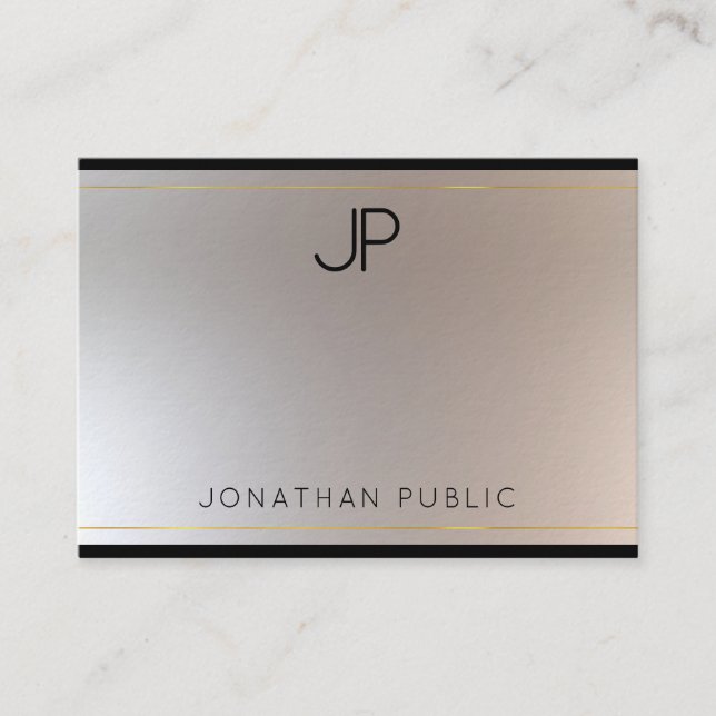 Glamorous Modern Monogram Gold Silver Template Business Card (Front)
