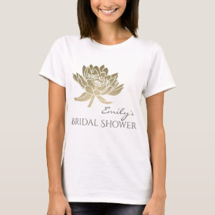 GLAMOROUS PALE GOLD LOTUS BRIDAL SHOWER MONOGRAM T-Shirt