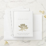 GLAMOROUS PALE GOLD WHITE LOTUS FLORAL MONOGRAM POCKET FOLDER<br><div class="desc">If you need any further customisation or any other matching items,  please feel free to contact me at yellowfebstudio@gmail.com</div>