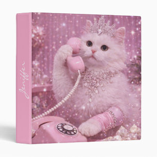 Glamorous Princess Cat Using Pink Telephone        Binder