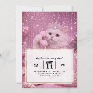 Glamorous Princess Cat Using Telephone             Invitation