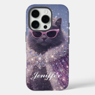 Glamorous Queen Cat Sparkling Fantasy Portrait     iPhone 16 Pro Case
