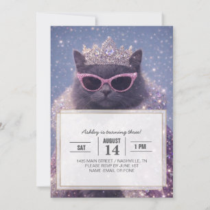 Glamorous Queen Cat Sparkling Fantasy Portrait     Invitation