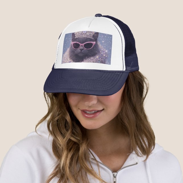 Glamorous Queen Cat Sparkling Fantasy Portrait     Trucker Hat (In Situ)