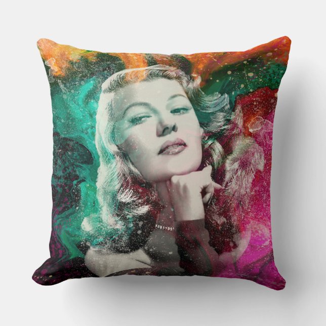 Glamorous Rita Hayworth Throw Pillow (Front)