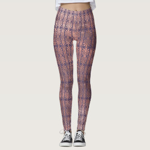 Glamorous Rose Gold Foil and Lavender Art Deco Leggings