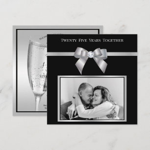 Glamorous Silver 25th Wedding Anniversary Photo  Invitation